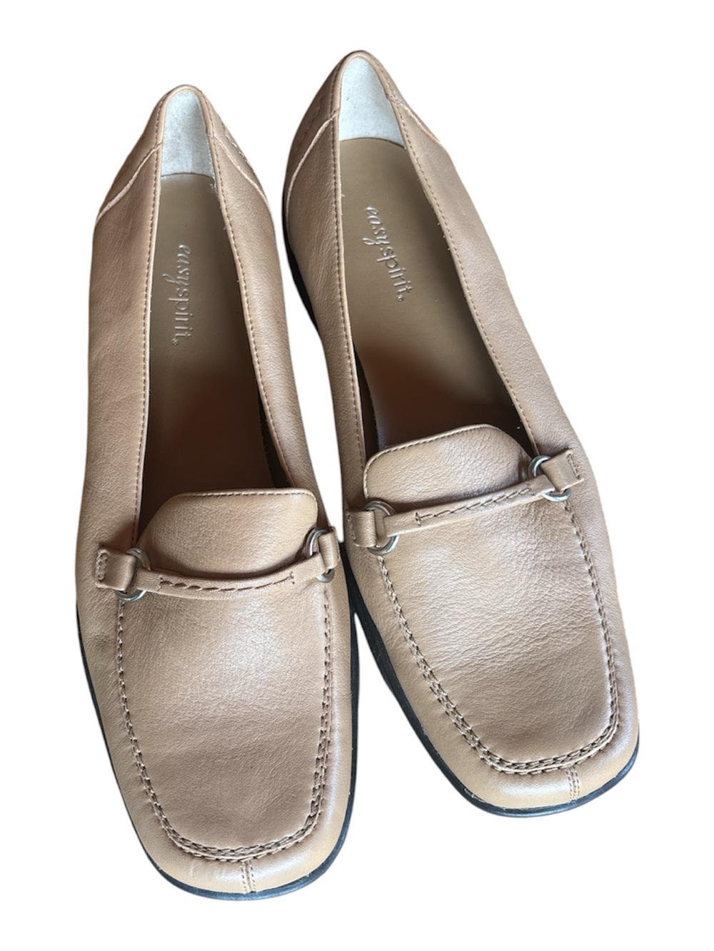 Easy Spirit Beige Leather Slip-On Penny Loafers